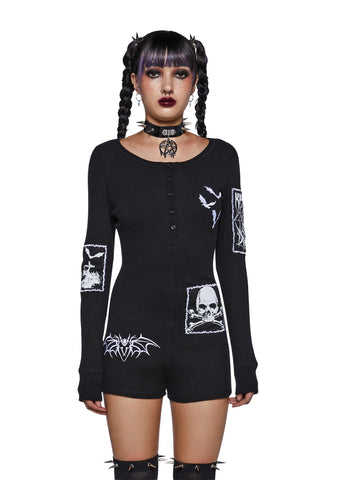 Patched Up Halloween Thermal Romper