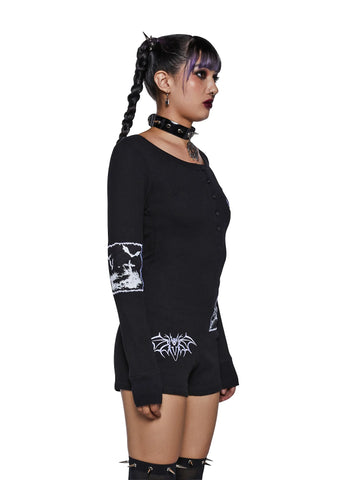 Patched Up Halloween Thermal Romper