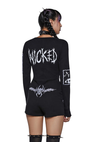 Patched Up Halloween Thermal Romper