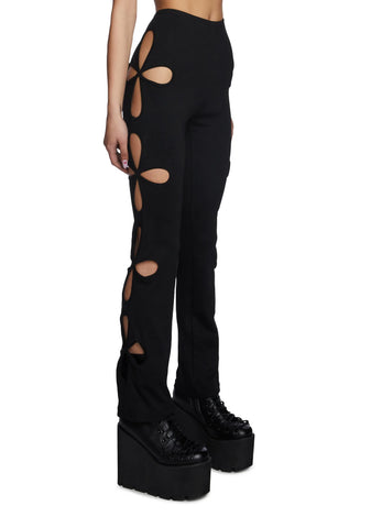 Star Child Cut-Out Pants - Black