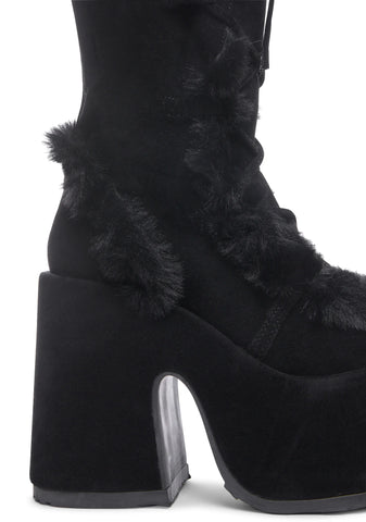 Camel-311 Platform Knee High Boots