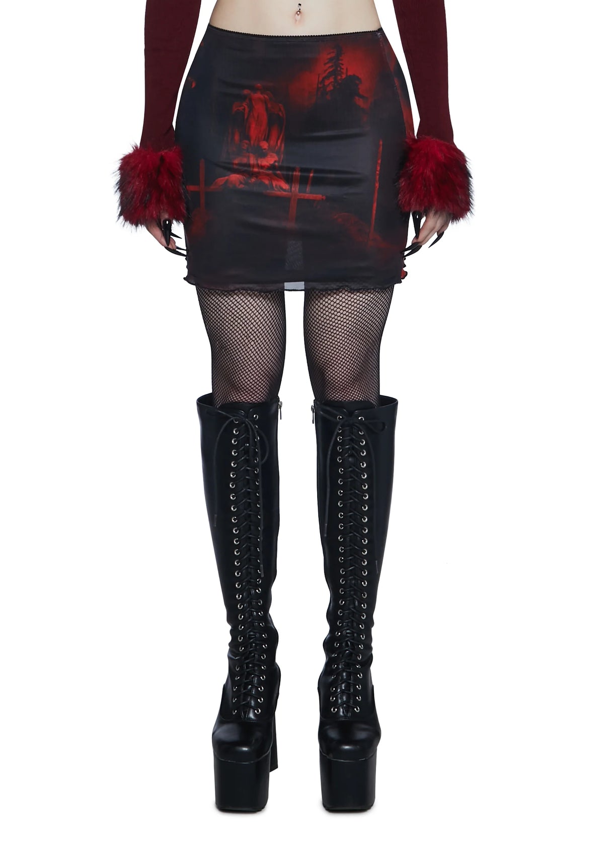 House Of Horrors Mesh Mini Skirt