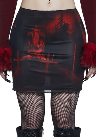 House Of Horrors Mesh Mini Skirt