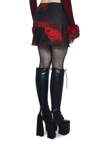 House Of Horrors Mesh Mini Skirt