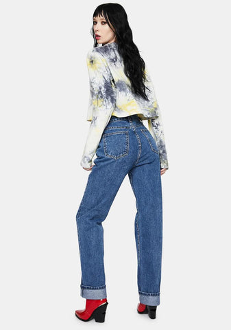 Dark Wash Extra Long Straight Jeans