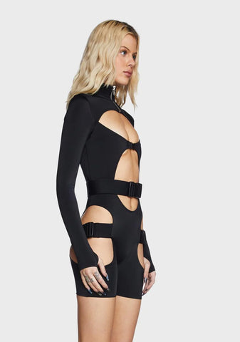Buckle Long Sleeve Cut-Out Bodysuit
