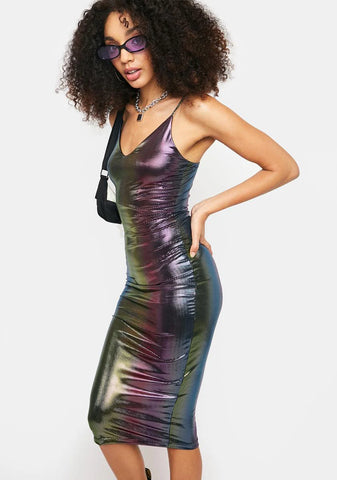 Who You Wanna Be Metallic Midi Dress
