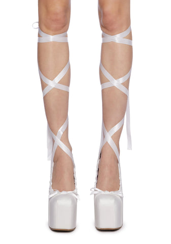 Sweet Sonata Ballet Wrap Heels - Off White