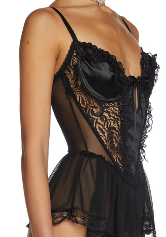 Spoiled But Not Rotten Lace Teddy - Black