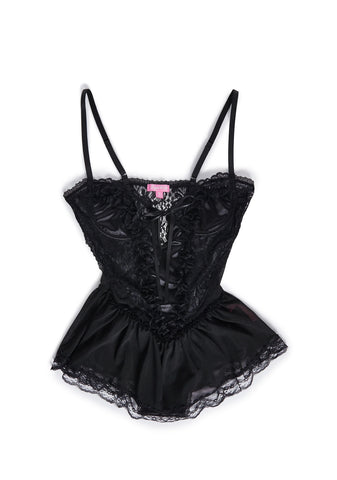 Spoiled But Not Rotten Lace Teddy - Black
