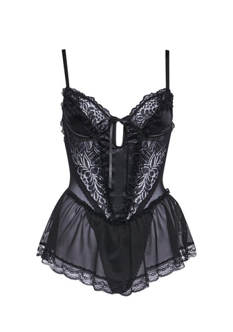 Spoiled But Not Rotten Lace Teddy - Black