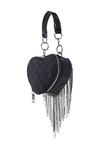 Mine All Mine Rhinestone Heart Mini Purse - Black