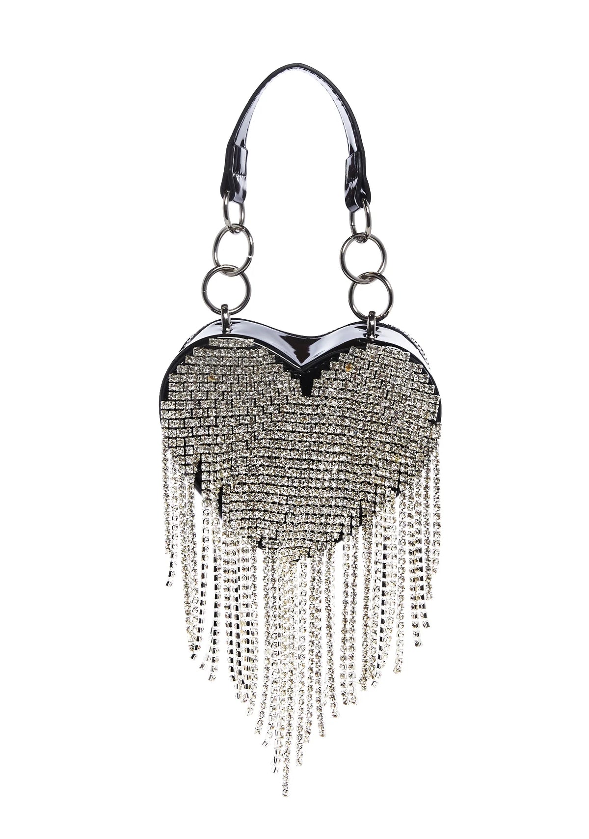Mine All Mine Rhinestone Heart Mini Purse - Black