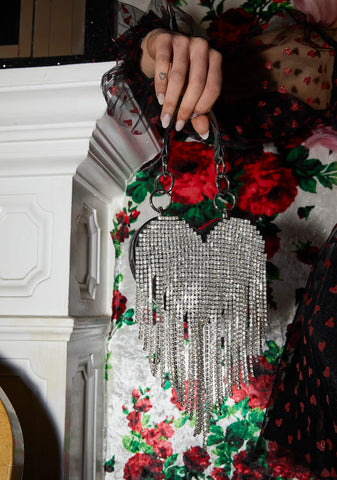 Mine All Mine Rhinestone Heart Mini Purse - Black