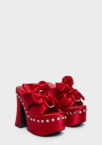 Lover Strike A Pose Bow Mule Heels