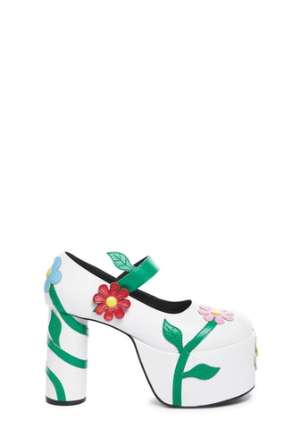 Thru The Motions Platform Flower Mary Janes