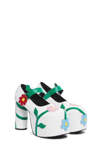 Thru The Motions Platform Flower Mary Janes