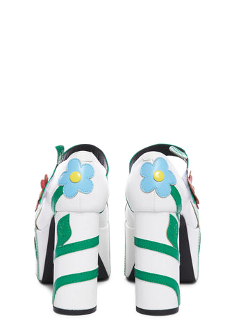 Thru The Motions Platform Flower Mary Janes