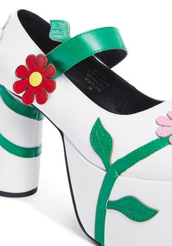Thru The Motions Platform Flower Mary Janes
