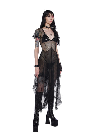 Toxic Valentine Fishnet Midi Dress