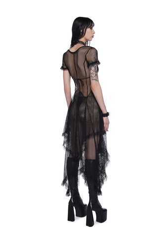 Toxic Valentine Fishnet Midi Dress