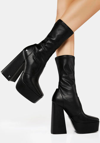 Angelz Black Stretch Sock Boots