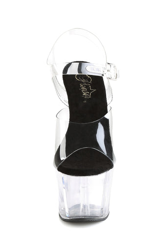 Adore-708 Platform Ankle Strap Sandals-Clear