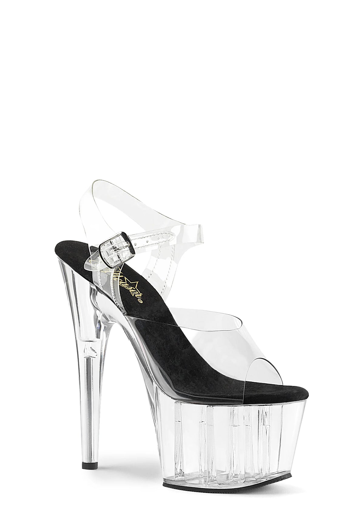 Adore-708 Platform Ankle Strap Sandals-Clear