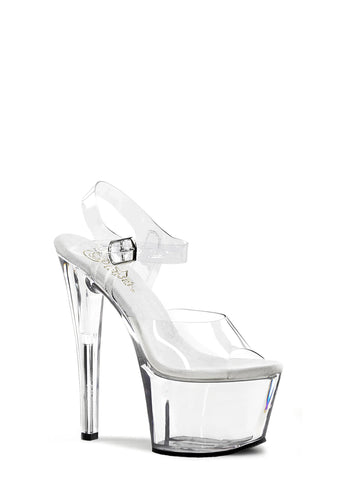 Sky-308 Platform Ankle Strap Sandals-Clear