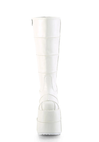 White Stack Platform Boots