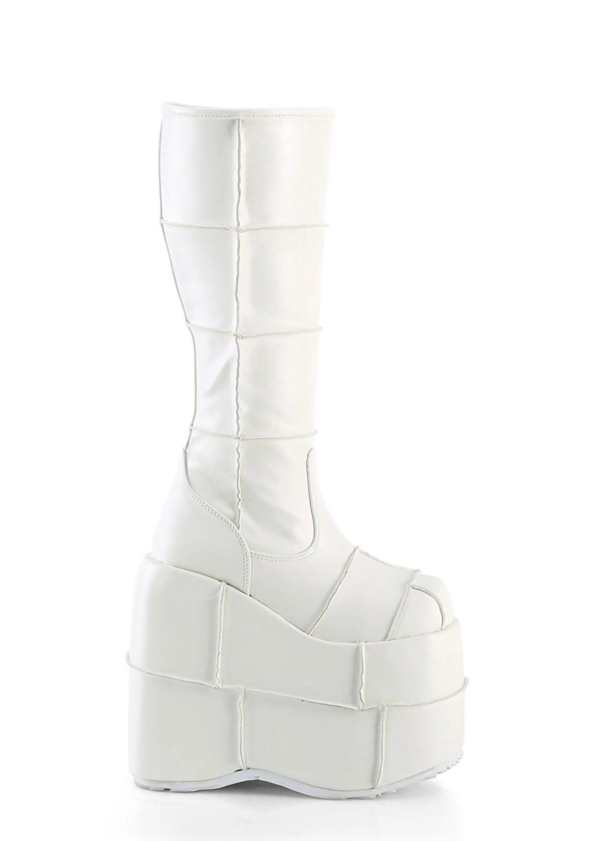 White Stack Platform Boots