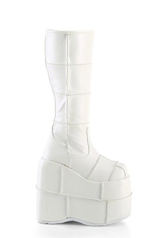 White Stack Platform Boots