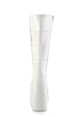 White Stack Platform Boots