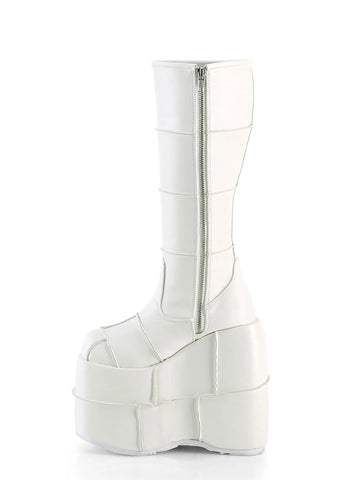 White Stack Platform Boots