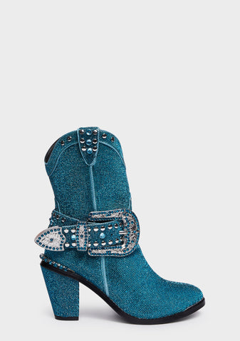 Sheriff Shine Cowboy Boots - Teal