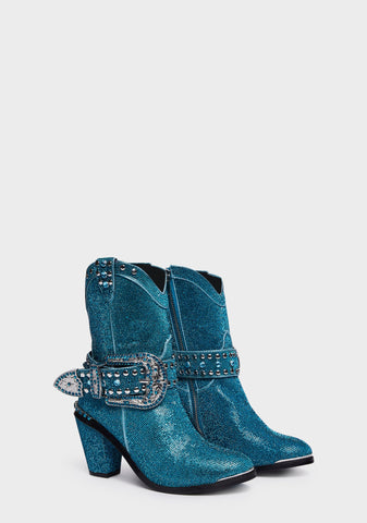 Sheriff Shine Cowboy Boots - Teal