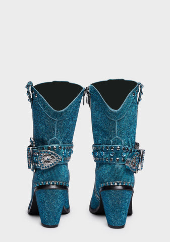 Sheriff Shine Cowboy Boots - Teal