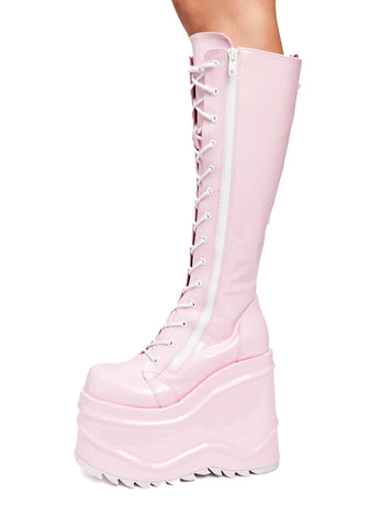Sweet Evil Intentions Wedge Knee High Boots