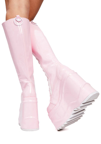 Sweet Evil Intentions Wedge Knee High Boots