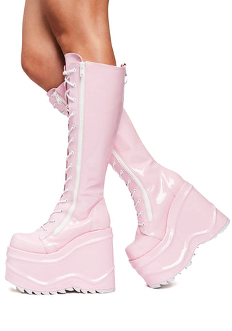 Sweet Evil Intentions Wedge Knee High Boots