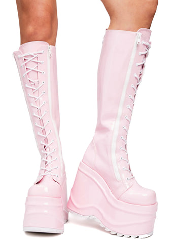 Sweet Evil Intentions Wedge Knee High Boots