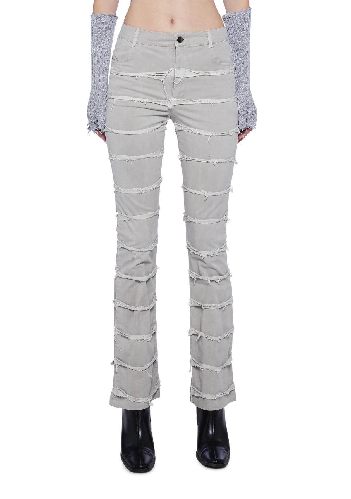 Filter Unisex Denim Jeans With Raw Edge Strips