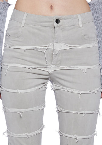 Filter Unisex Denim Jeans With Raw Edge Strips