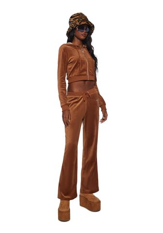 Mocha Keep It Glossy Velour Jacket