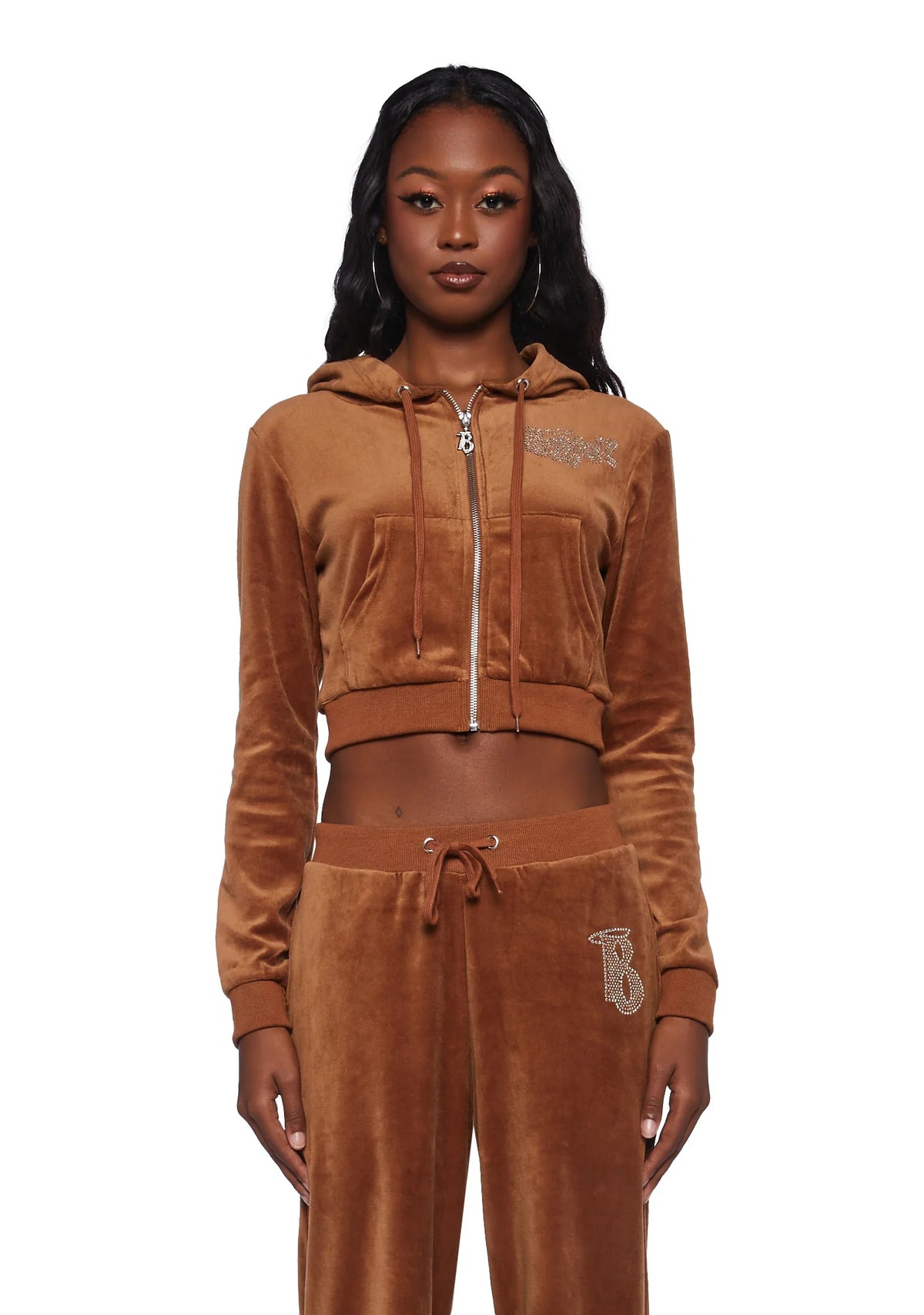Mocha Keep It Glossy Velour Jacket