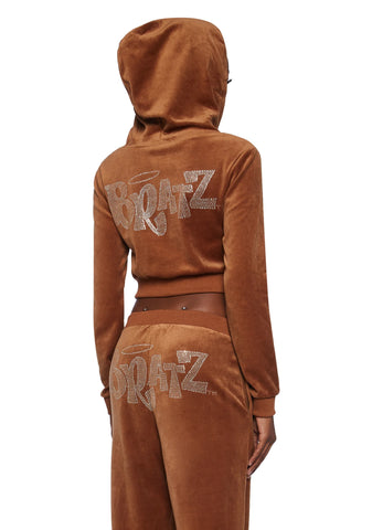 Mocha Keep It Glossy Velour Jacket