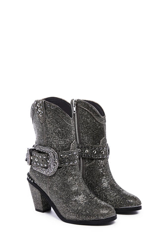 Sheriff Shine Cowboy Boots - Gunmetal