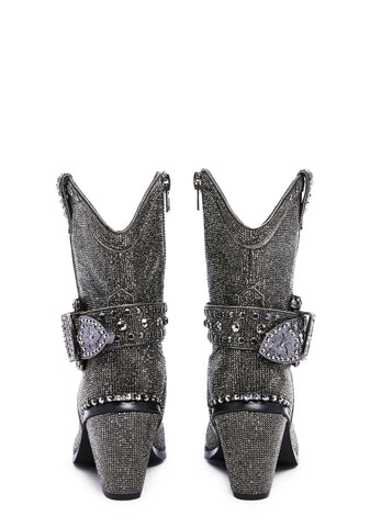 Sheriff Shine Cowboy Boots - Gunmetal