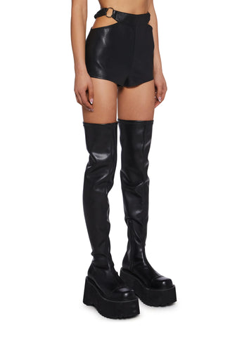 Nights Into Mornings Vegan Leather Shorts