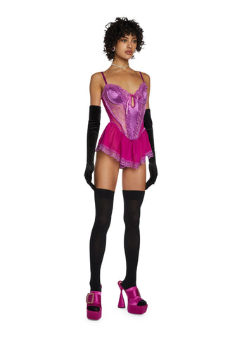 Spoiled But Not Rotten Lace Teddy - Plum